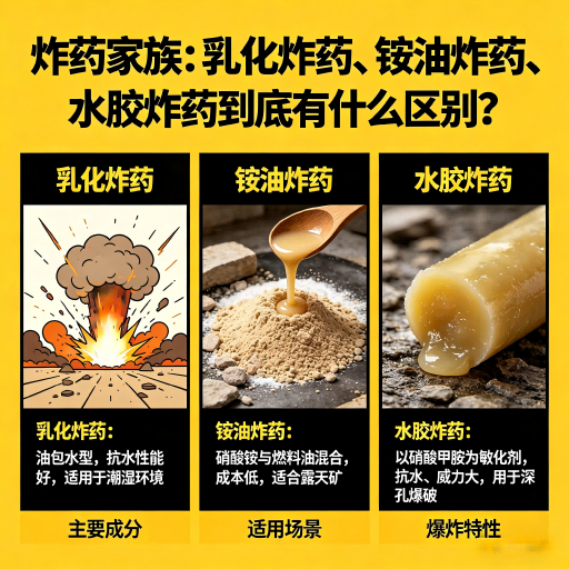 伊吾炸药家族：乳化炸药、铵油炸药、水胶炸药到底有什么区别？